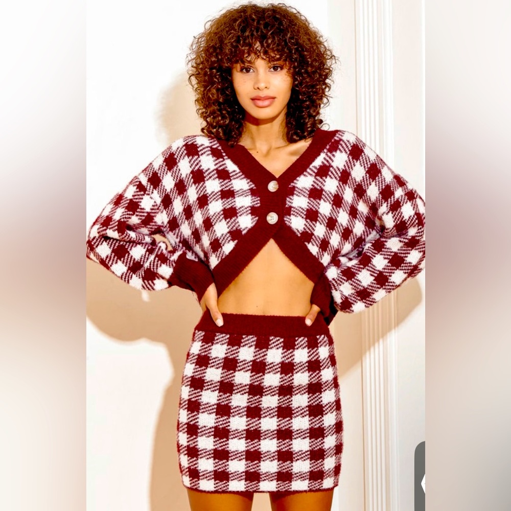 Write Your Story Burgundy Plaid Two-Piece Sweater Dress